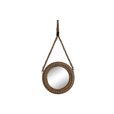 ESPEJO MADERA CUERDA 28X4X61 BOLAS MARRON
