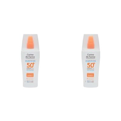 Corine de Farme - Lait Protecteur SPF50+ Sensitive - Haute Protection Solaire Visage et Corps - Monoï de Tahiti - Hypoallergénique - Peaux Sensibles - 150 ml - Fabrication Française (Lot de 2)