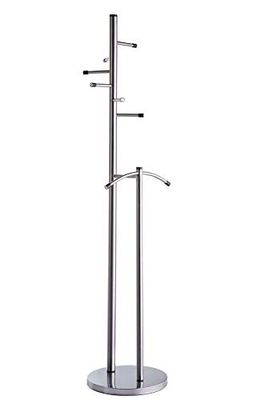 Alco Stainless Steel Coat 6 Hooks and Separate Hanger, Free Standing, Approx. 47 x 181 cm, Silver