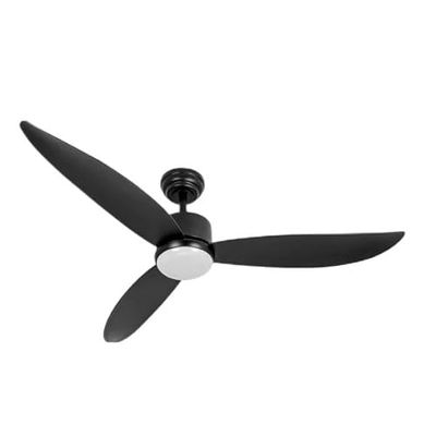 Ventilator DC Genil 24 W, zwart, met 3 aerodynamische vleugels en 6 snelheden, biedt een hoek van 132 graden en instelbaar licht van 3000 – 4000 – 6500 K. Inclusief afstandsbediening, timer en