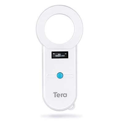 Tera Lector de microchip para mascotas, escáner RFID, portátil con chip de identificación de animales, con pantalla OLED, recargable, almacenamiento de datos, escáner compatible con EMID FDX-B