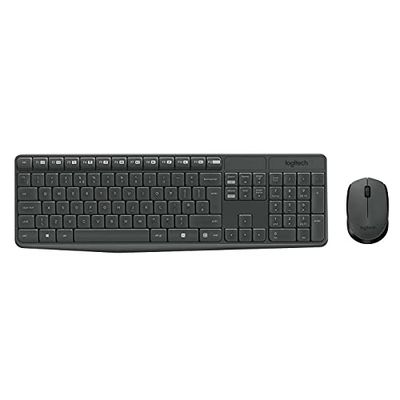 Logitech MK235 Wireless Keyboard and Mouse Combo for Windows, AZERTY Belgian Layout - Grey