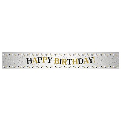 Amscan 9913745 Sprankelende Viering Gelukkige Verjaardag Banner, Goud
