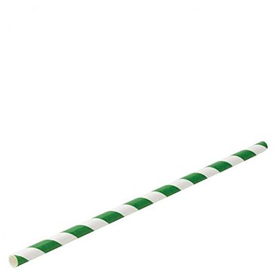 Utopia Straws, F90097-000000-B01001, Paper Green Stripe Straw 8" (20cm) (Box of 1)