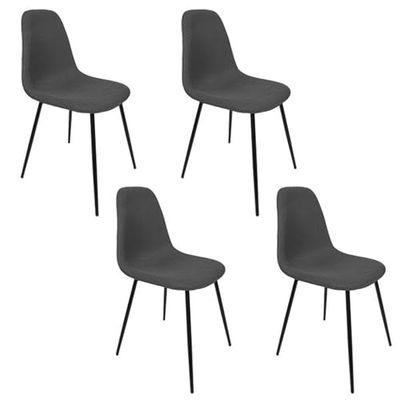 HOME DECO FACTORY, HD0476, Set van 4 eigentijdse grijze stoelen, elegant en ergonomisch design, optimaal comfort, gemakkelijk te onderhouden, ideaal voor thuis of op kantoor, grijs