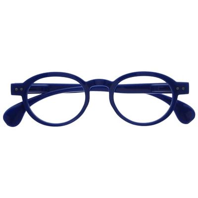 OPULIZE OCA Reading Glasses - Modern Retro Round Frame - Shiny Blue - Mens Womens - Spring Hinges - R54-3 - +3.50