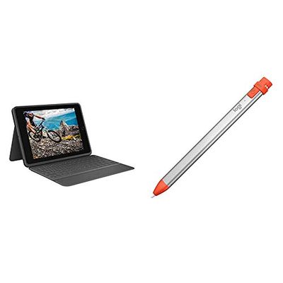 Logitech Rugged Folio Custodia con Tastiera Protettiva per iPad (7a generazione) con Smart Connector e Tastiera Matita Digitale per Tutti Gli iPad Rilasciati nel 2019 o Successivi