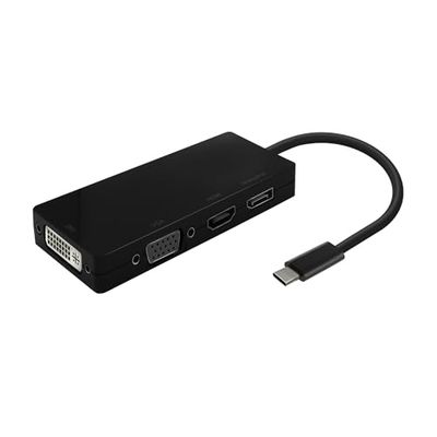 AISENS - A109-0679 - USB-C till DP/DVI/HDMI/VGA, USB-C/M-DP/H-DVI/H-HDMI/H-VGA/H, Svart, 15Cm