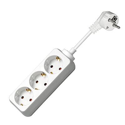Wentronic Extensão com interruptor (3 tomadas Schuko, proteção infantil, 3 m), cor branca