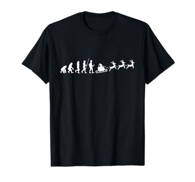 Evolución Navidad reno trineo fiesta Navidad regalo Camiseta