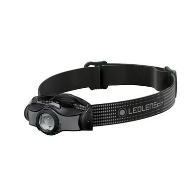 Ledlenser Lanterna frontal LED para exteriores MH3, preto/cinzento, 200 lúmens, focável, feixe de luz de 130 m, duração luminosa até 35 h, clipe de metal, inclui bateria, lanterna de cabeça