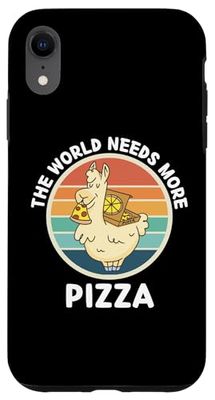 Retro Llama The World Needs More Pizza Retro Pizza Lover Case for iPhone XR