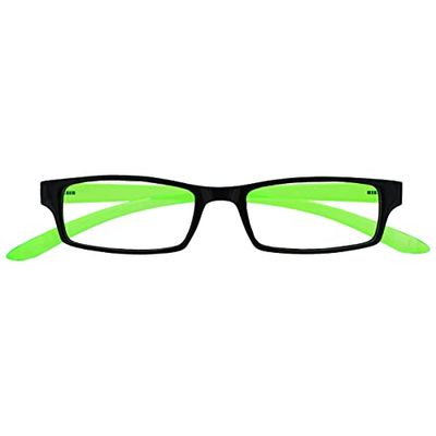 UV Reader Negro Brillante Verde Cuello Gafas De Lectura Hombres Mujeres UVR021 +2,50