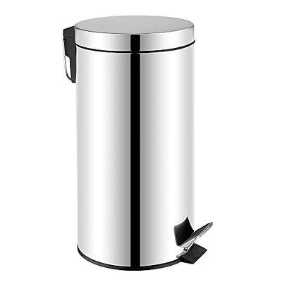 OFITURIA Cubo de Basura para Baño con Pedal Acero inoxidable 30 litros Brillo