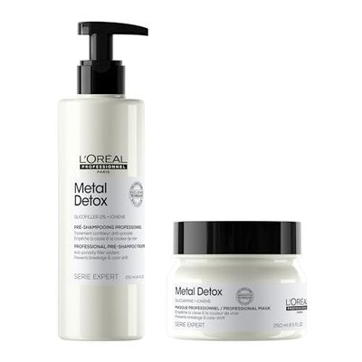 L’Oréal Professionnel Serie Expert Metal Detox Pre-Shampoo and Hair Mask Set, for hair breakage & hair colour protection