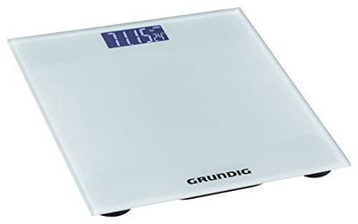 Grundig Personlig våg digital – våg för personer upp till 180 kg – vagn för kroppsmätning i kg/lb – kroppsvåg med exakt upp till 500 g – digitalvåg med digital display – vit – glas