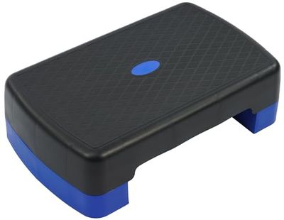 Fitvids - Piattaforma step per allenamento aerobico da 45,7 cm, con 2 rialzi e piattaforma leggera e portatile, altezza regolabile 8 cm e 14 cm, per palestra domestica, nero e blu