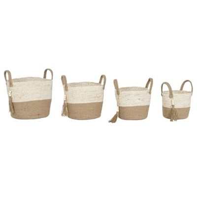 CESTA SET 4 MAIZ TRENZADO YUTE 40X40X41 CON ASAS