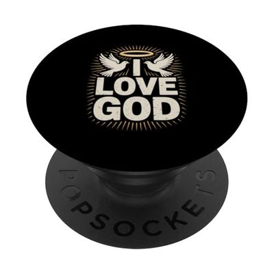 Mensaje inspirador I Love God Dove Halo PopSockets PopGrip Adhesivo