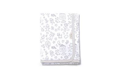 Ti TIN | Nids d’Ange (Lange) en Maille pour Bébé, 80x80 cm | 100% Coton - Lange Doux, Absorbant et Multifonction - Motif Famille - Couleur Gris - 180gr/m²