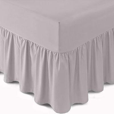 Gaveno Cavailia Luxury Non-Iron PERCALE VALANCE Sheet, Poly-Cotton, Silver , King