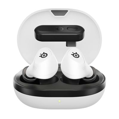 SteelSeries Arctis GameBuds do PlayStation, Bezprzewodowe Słuchawki Douszne do Gier, 2,4 GHz+BT 5.3, ANC/Przezroczystość, Bateria 40 godz., Ładowanie Bezprzewodowe, PS5, PC, Switch, Smartphone
