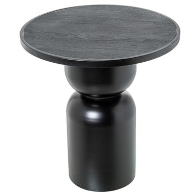 DRW Mesa Auxiliar de Madera y Metal en Negro 47x47x50cm