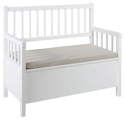 AC Design Furniture Thomas Banc avec Rangement, H: 85 x l: 90 x P: 48 cm, Blanc, Bois, 1 pc