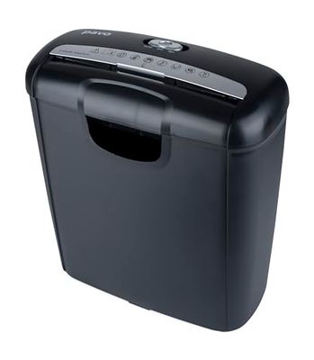 Pavo - Destructor de Documentos Premium hasta 6 Hojas, Corte en Bandas, Destructor de Tarjetas de crédito con Papelera, 10 L, Negro, 8029310