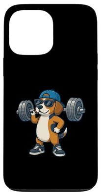 Cute Cartoon Beagle Weightlifting Fitness Dog Case for iPhone 13 Pro Max