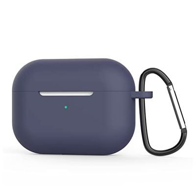 DUDUXI 02, Coque de Protection en Silicone pour AirPods Pro (2022/2019) avec Porte-clés (LED Visible à l'avant) -Bleu Nuit Mixte, 9CM