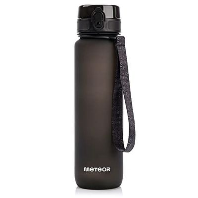 meteor vattenflaska fruktinfusör 350 ml 500 ml 650 ml 1000 ml stor återanvändbar BPA-fri plastdrycker läcksäkert lock för sportgymnastik barn kärninfusion hemma resor (1000 ml, Svart)