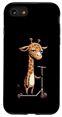 Lazy Cartoon Giraffa Equitazione Scooter Custodia per iPhone SE (2020) / 7 / 8