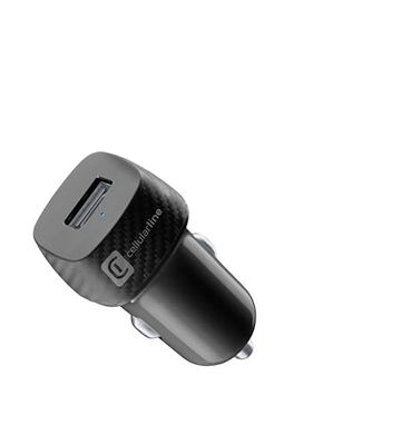 Cellularline - 12 W USB billaddare - 12W USB-billaddare - automatisk adapter för 12V/24 V cigarettändaruttag - överbelastnings- och kortslutningsskydd - svart