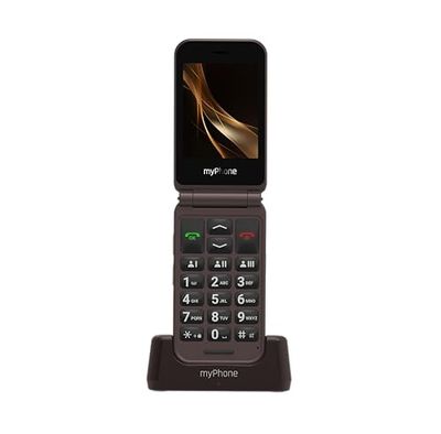 myPhone Harmony LTE Teléfono móvil de Tapa para Mayores sin Contrato, Botón SOS, Teclas Grandes, Pantalla 2,8"+ 1,44", Cámara 2 MP, Base de Carga, 4G, Batería 1300 mAh, Bluetooth – Praline Collection