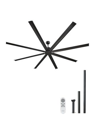 VEVOR 243 cm plafondventilator zonder licht, afstandsbediening met 6 versnellingen, 8 bladen van aluminium, omkeerbare gelijkstroommotor, ventilator voor slaapkamer, woonkamer, terras, binnen en