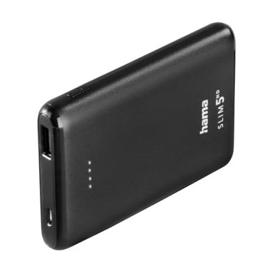 Hama Power Pack Slim 5HD, 5000 mAh, Uitgang: USB-A, Zwart