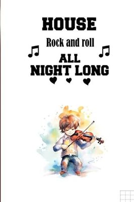 House rock and roll all night long | Notebook: Excellent checkered notebook for rock lovers