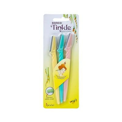 Dorco Tinkle Precision Eyebrow Razors - 3-Pack Facial Hair and Peach Fuzz Remover for Smoother Skin and Flawless Eyebrow Shaping