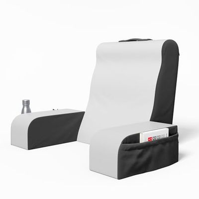 Kölbs Leeskussen, wig, rugkussen om rechtop in bed te zitten, kussen met armleuningen voor tv, boek, gaming, slaapzalen, rugleuning, grijs/wit, standaard