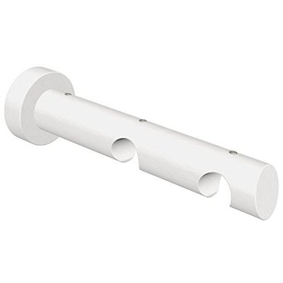 Flair Deco 11022008 – 0032 Suporte para varão de cortina de 20 mm de diâmetro, 2 vias de unidade interior distância até à parede. 9/15 cm, cor branca lacada de madeira