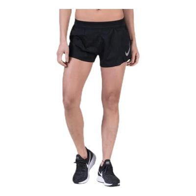 Nike W NK AROSWFT Track Short, Pantaloncini Sportivi Donna, Black/(Reflective Silv), S