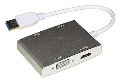 LINK LKADAT138 Adaptateur vidéo et réseau USB 3.0 mâle à HDMI Femelle DVI 24+5 Femelle, VGA Femelle + réseau RJ45 10/100