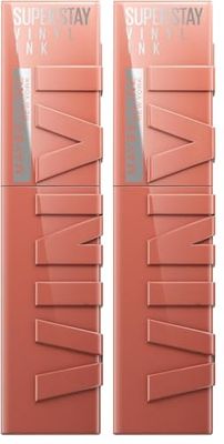 Maybelline New York Lip Colour, Smudge-free, Long Lasting up to 16h, Liquid Lipstick, Shine Finish, SuperStay Vinyl Ink, 105 Golden (Pack of 2)