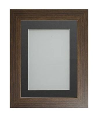 Frame Company Watson Brown Picture Photo Frame fitted with Perspex, 8x6 inch with Grey Mount for image size 6x4 inch