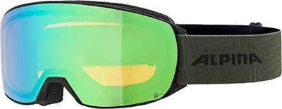 ALPINA Unisex - Vuxna, NAKISKA Q-LITE Skidglasögon, black-olive matt, One Size