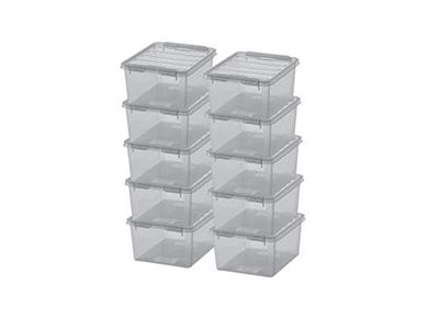 Lot de 10 Boîtes de Rangement - Rangez Votre Maison avec Style et Praticité - Colour 2 - Gris Transparent - Plastic - 21 x 17 x 11 cm - 2l - SmartStore