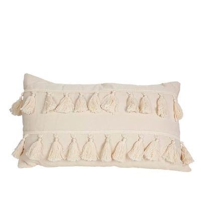 Romimex Cuscino bianco nappe 30 x 10 x 50 cm