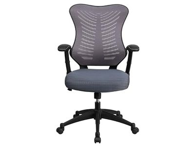 Flash Furniture Silla de diseñador de respaldo alto, malla gris, silla giratoria de ejecutivo, ergonómica, con reposabrazos ajustables, acero, gris, 63,5 x 65,41 x 108,59 cm