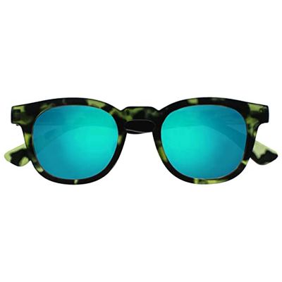 OPULIZE Bay Rispecchiato Di Spessore Giro Uomo Donna Tartaruga Verde Opaco Lettori Sole Occhiali Da Lettura UV400 S97-6 +2,00